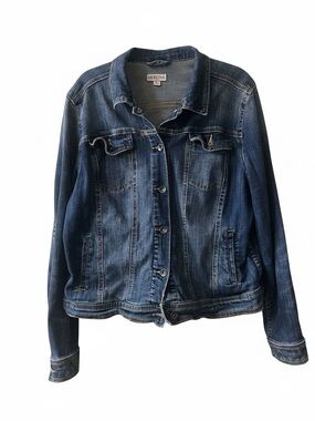 Merona Denim Jacket Sz XXL Dark Wash “Lived In” Look